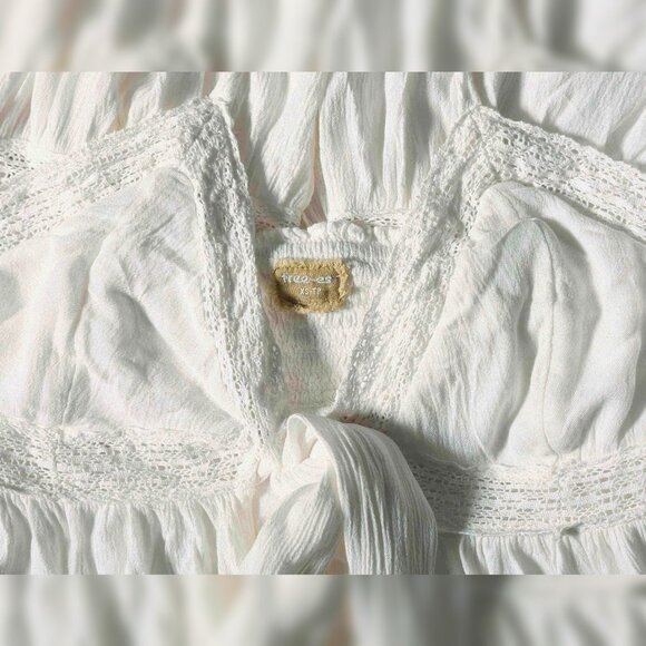 Free People Lorelai Maxi Top XS 2 Women's Casual Halter Flowy Ivory NEW 45158 - Picture 5 of 5